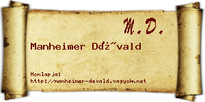 Manheimer Dévald névjegykártya